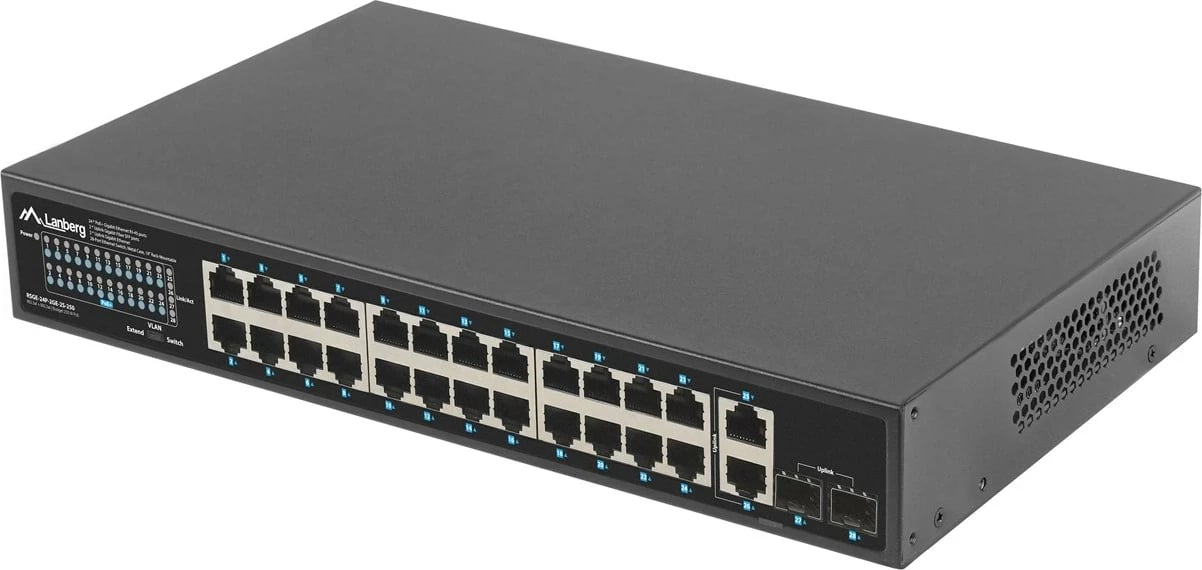 Switch Lanberg RSGE-24P-2GE-2S-250, 24 porte, i pa menaxhuar