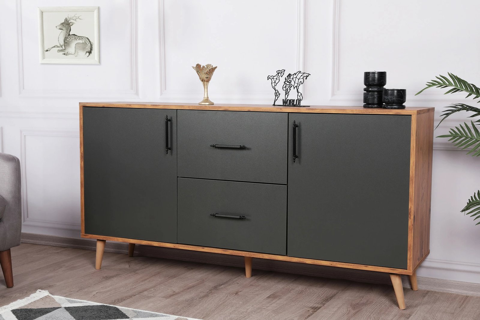 Konsolë Hanah Home, Cordoba, ngjyrë arre dhe antracit