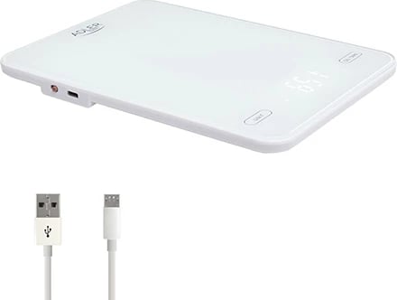 Peshore kuzhine, Adler, AD 3177, kapacitet 10kg, USB Type-C e rikarikueshme, platformë xhami 16x22cm, e bardhë