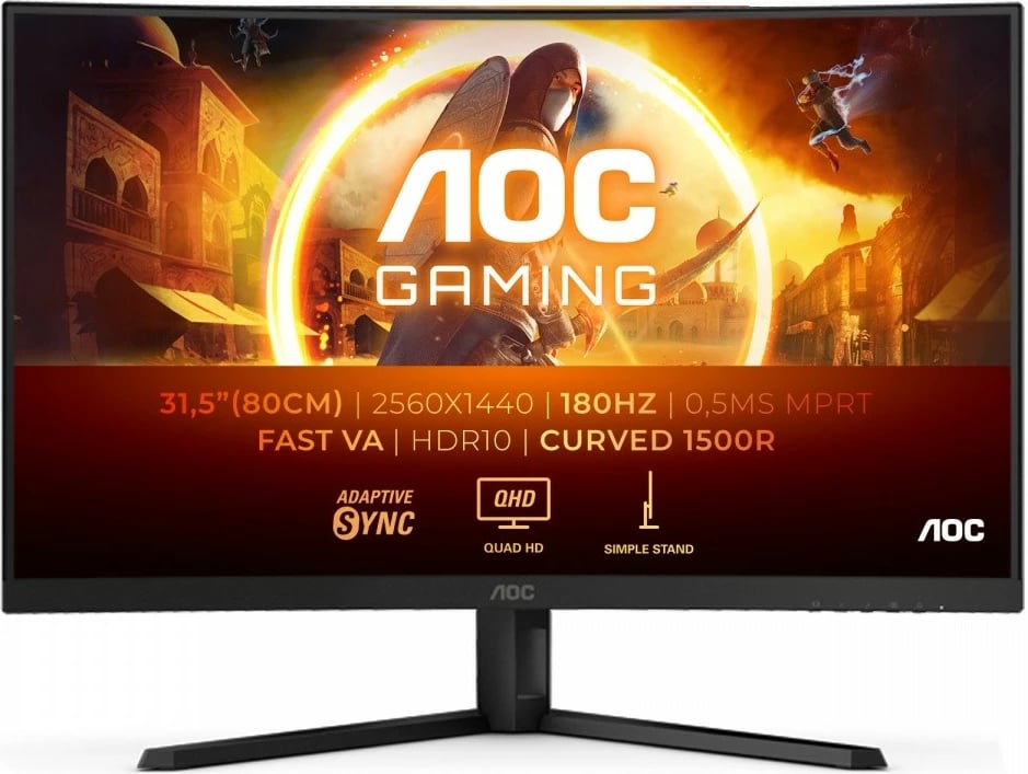 Monitor gaming AOC CQ32G4VE, 31.5", Fast VA, 2560x1440, 180Hz, i zi