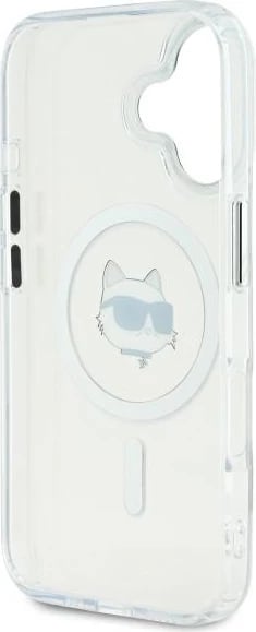 Mbështjellës Karl Lagerfeld IML Metal Choupette Head MagSafe për iPhone 16 Plus, Bardhë