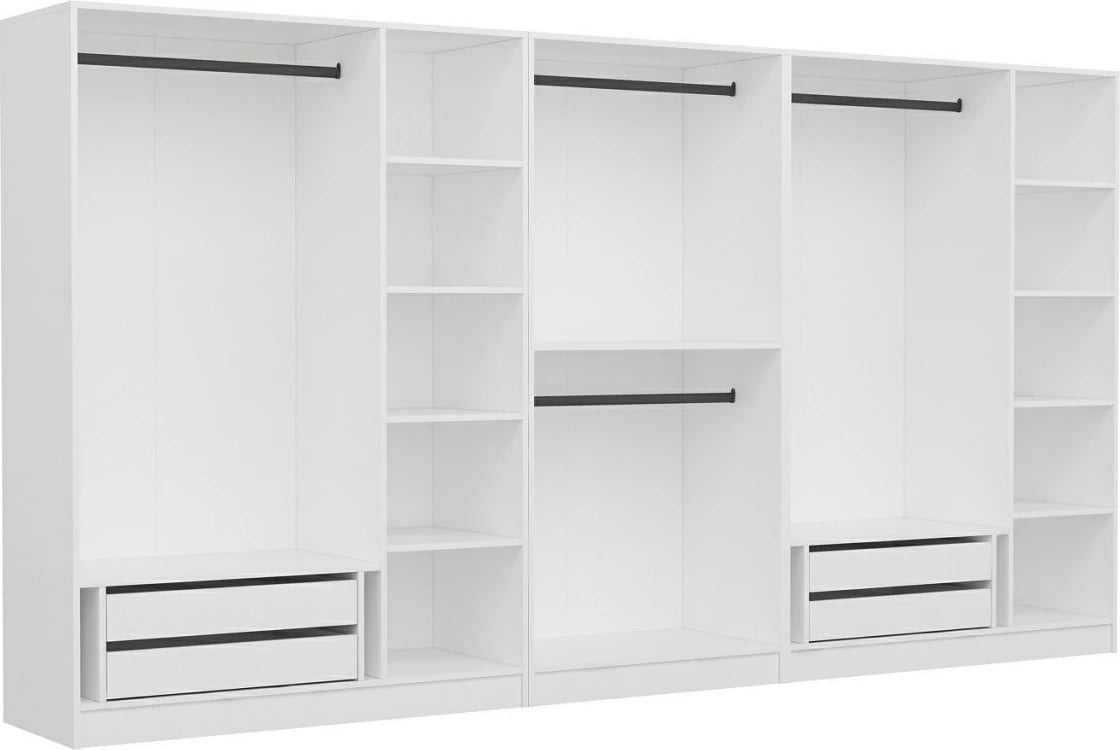 Dollap rrobash Skye Decor, i bardhë, 360x210x52cm, 8 pjesë