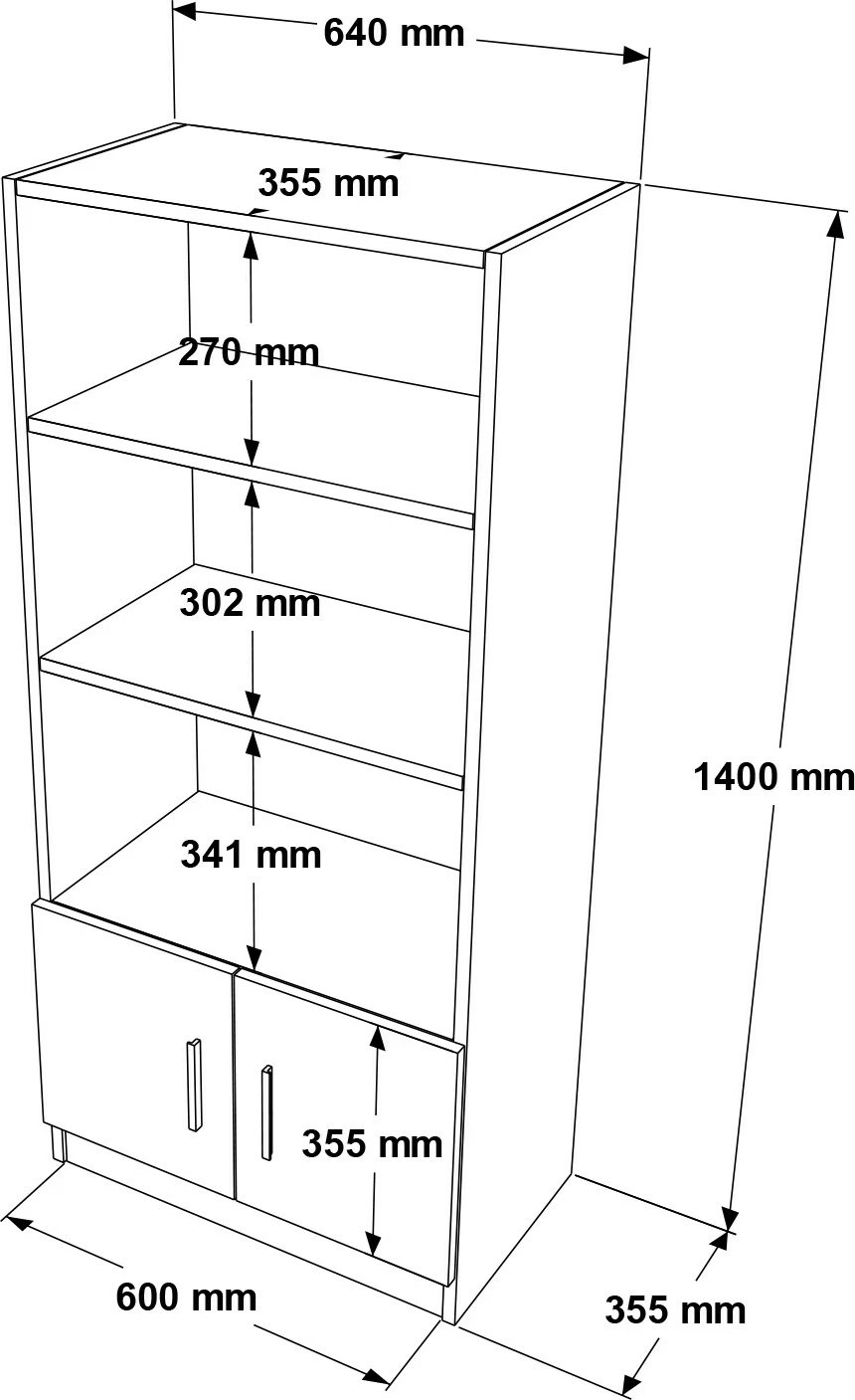Raft librash Hanah Home, Vo4-Ob, ngjyrë lis dhe e zezë