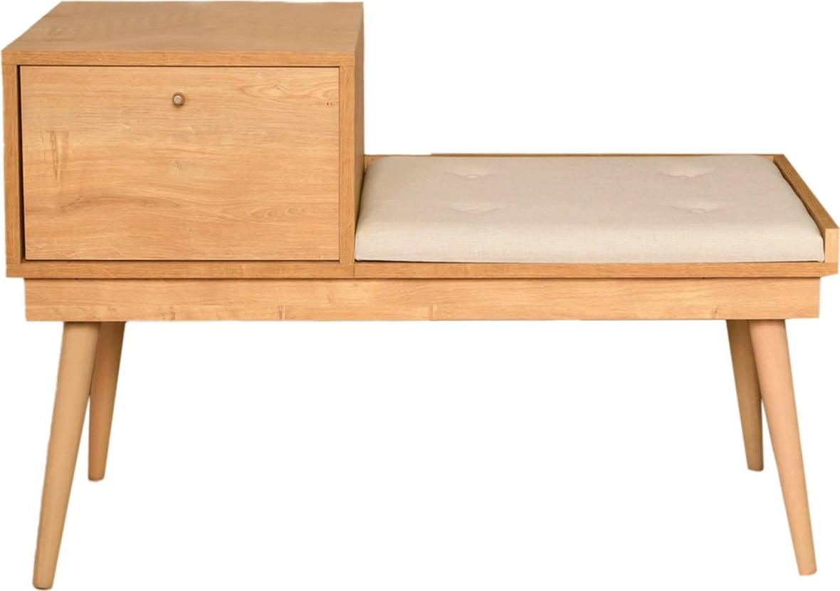 Bankë druri ahu, ngjyrë lisi dhe krem, Urban