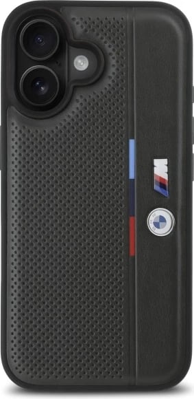 Mbështjellës BMW M Perforated Tricolor Detail Line për iPhone 16, Gri e errët