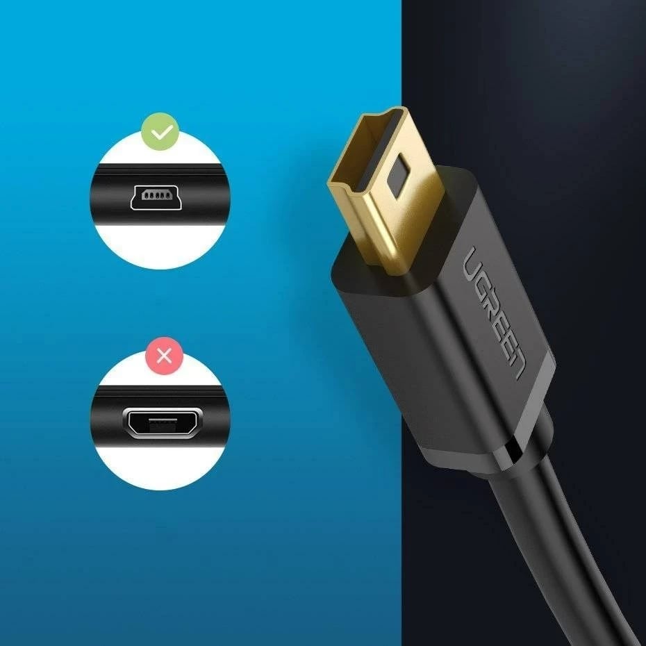 Kabllo USB UGREEN US132, mini-USB, 3m, e zezë