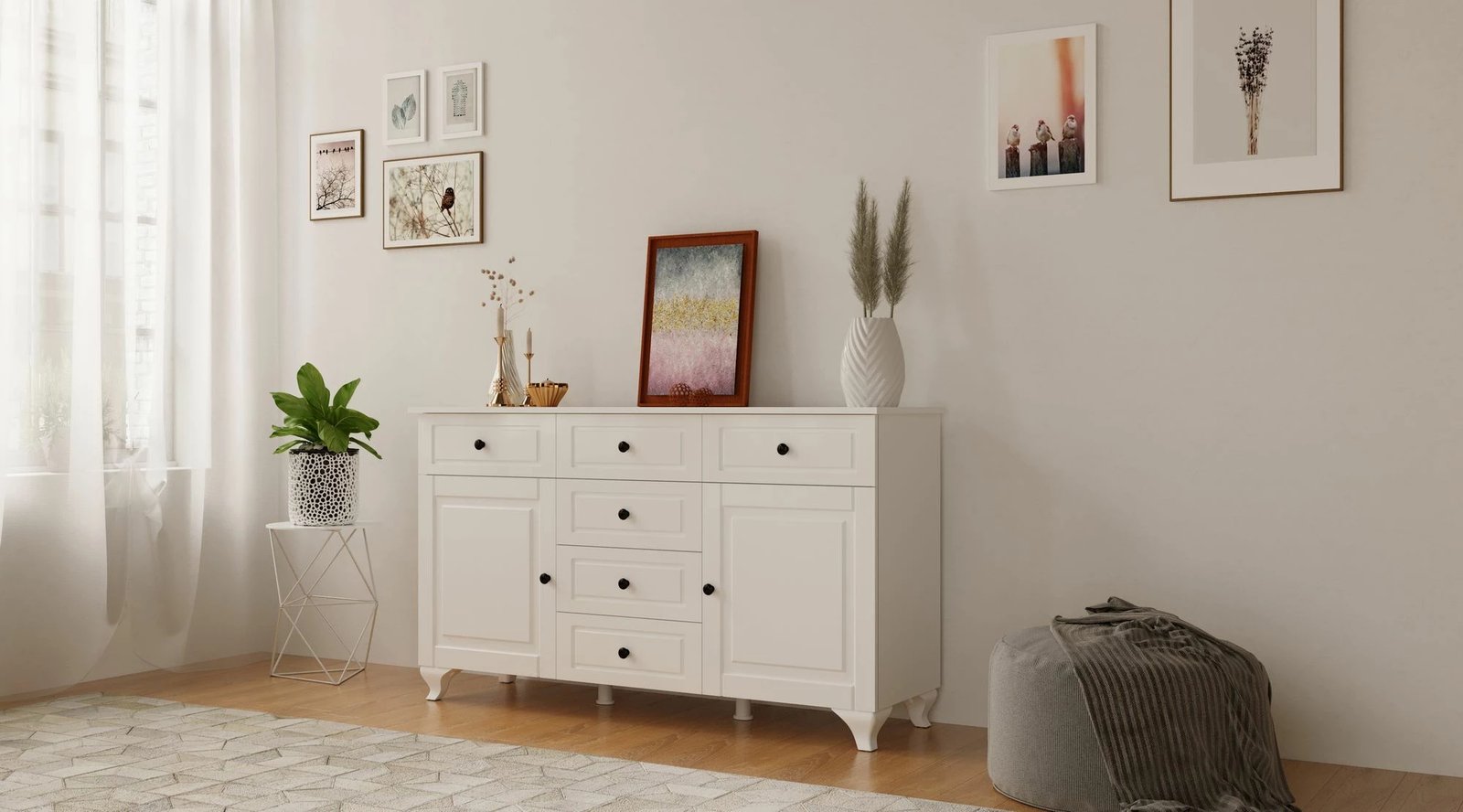 Komodë Skye Decor, ngjyrë e bardhë mat, Rb-025-01