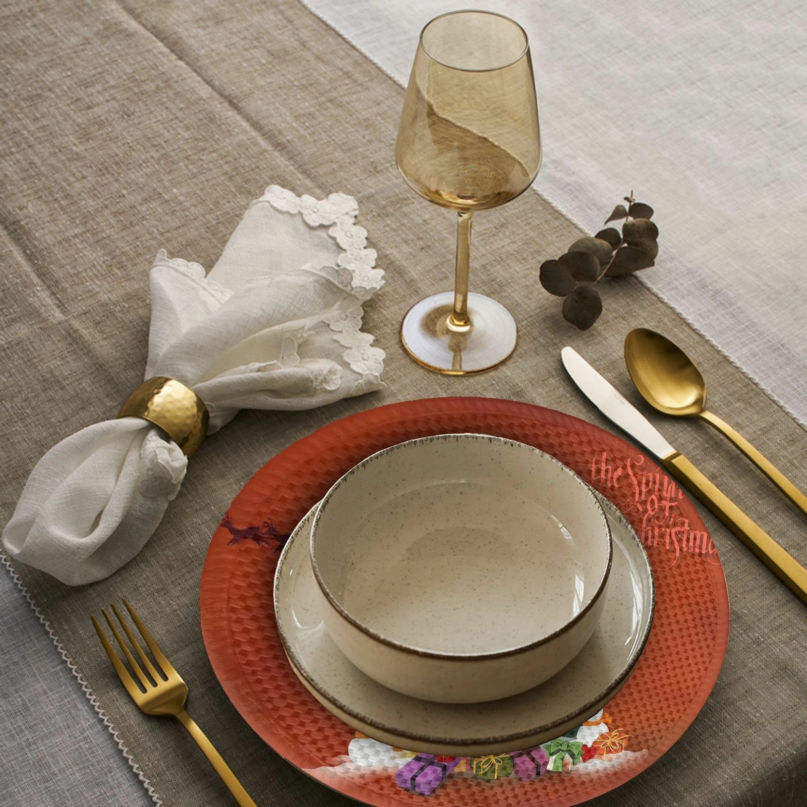 Ndamëse tavoline Hermia Concept, shumëngjyrëshe, 4119Supla, set prej 4 copësh