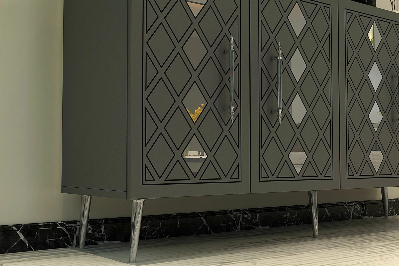 Konsol Skye Decor, Dome KB150, antracit, argjend