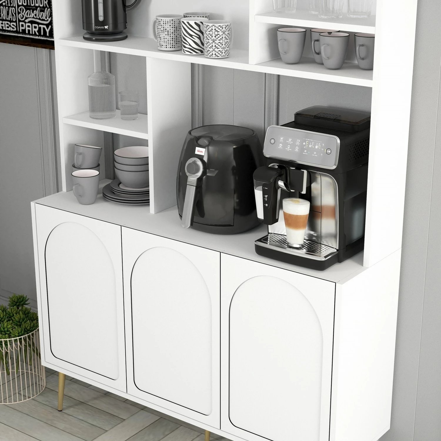 Dollap për kafe, Skye Decor Lyon 120, i bardhë, i artë