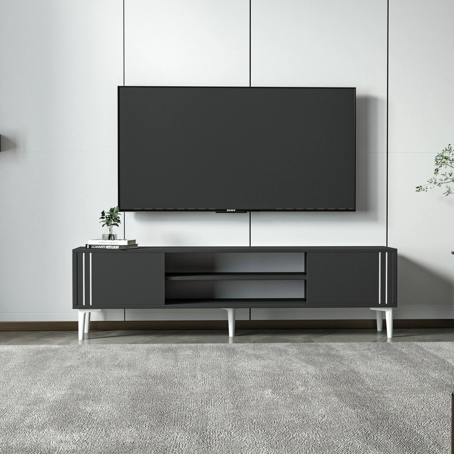 Komodë TV Skye Decor, ngjyrë antracit, 140x44.6x29.6cm