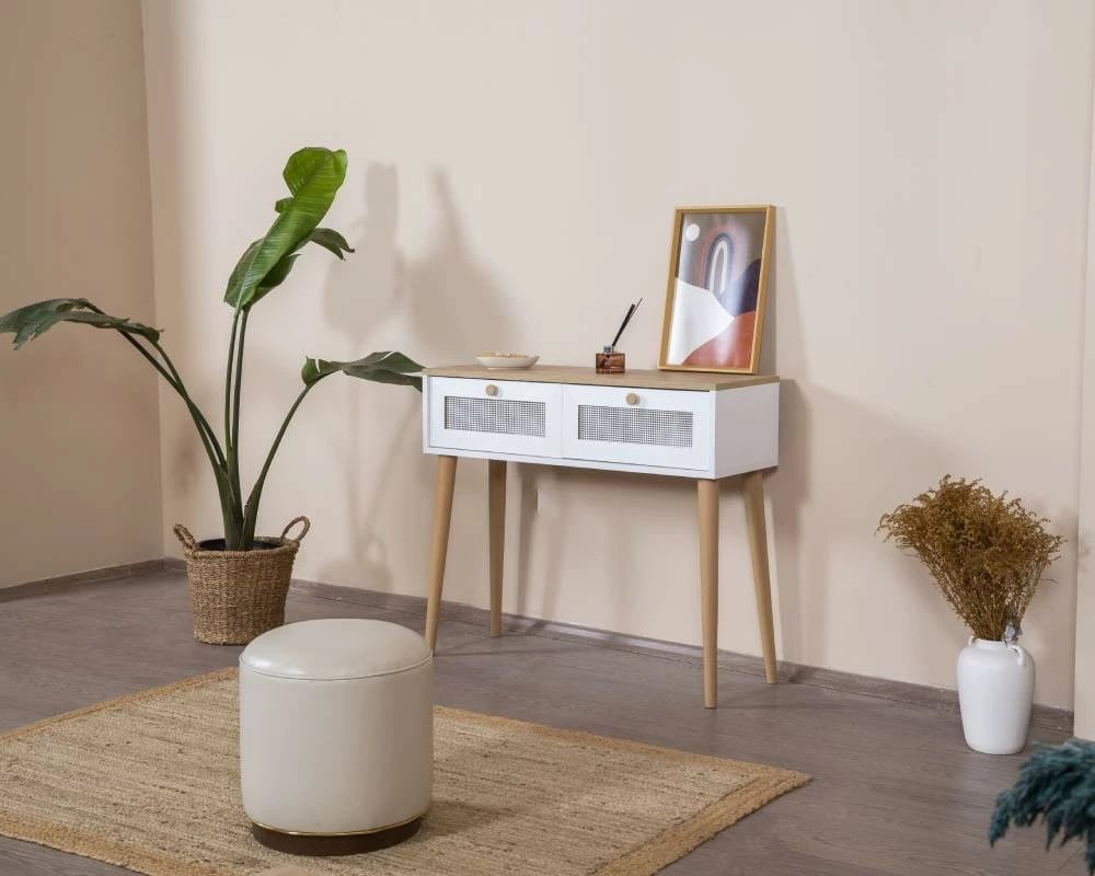 Komodë Skye Decor, Calvin, e bardhë dhe lis