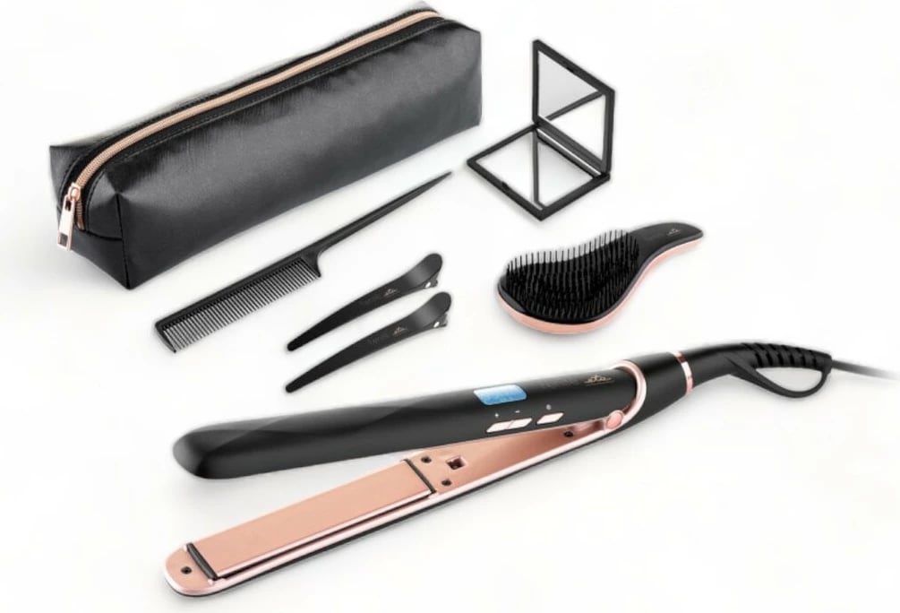 Drejtuese Flokësh Set Dhurate Çante, Furçë, Krehër dhe Pasqyrë ETA FENITÉ BLACK EDITION 933690010