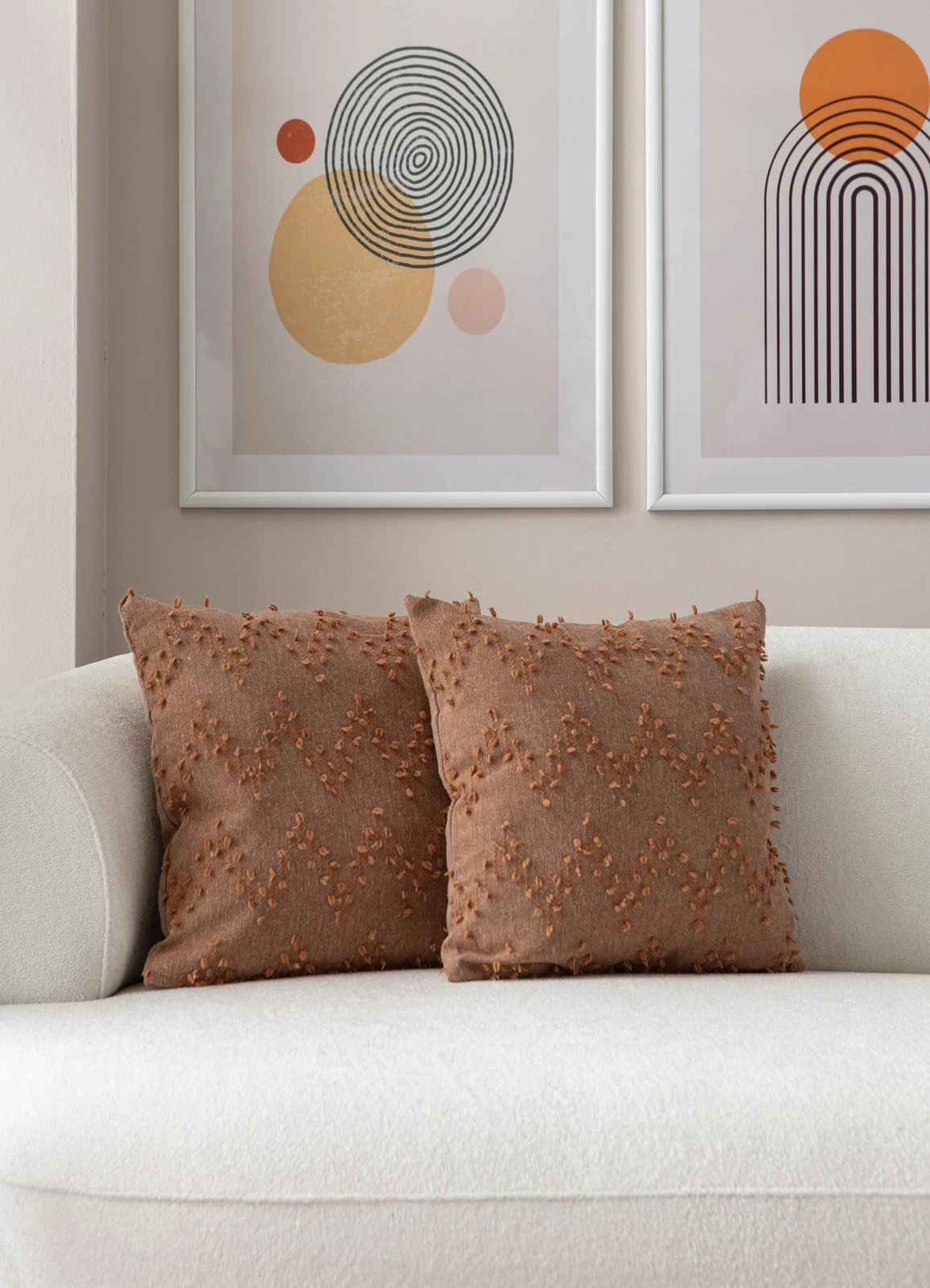 Set mbulesash jastëku (2 copë), Evila Originals, Tuffet, ngjyrë kafe, 43x43cm