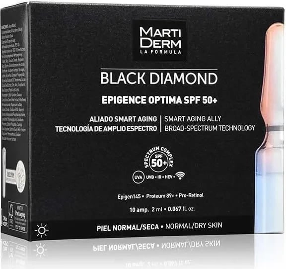 Ampula për fytyrë Martiderm Black Diamond Epigence Optima SPF50, unisex, 10 copë Ampula për fytyrë Martiderm Black Diamond Epigence Optima SPF50, unisex, 10 copë