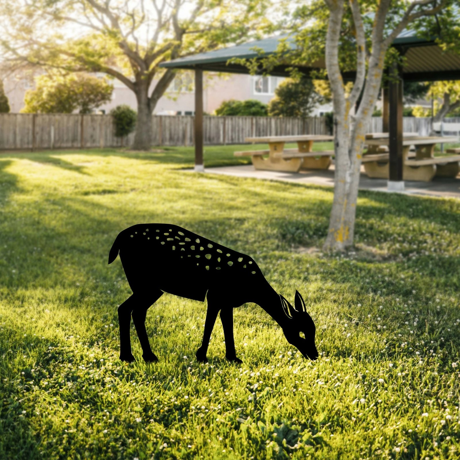 Objekt dekorativ për kopsht Aberto Design, Gazelle 01, metal i zi, 64x72cm