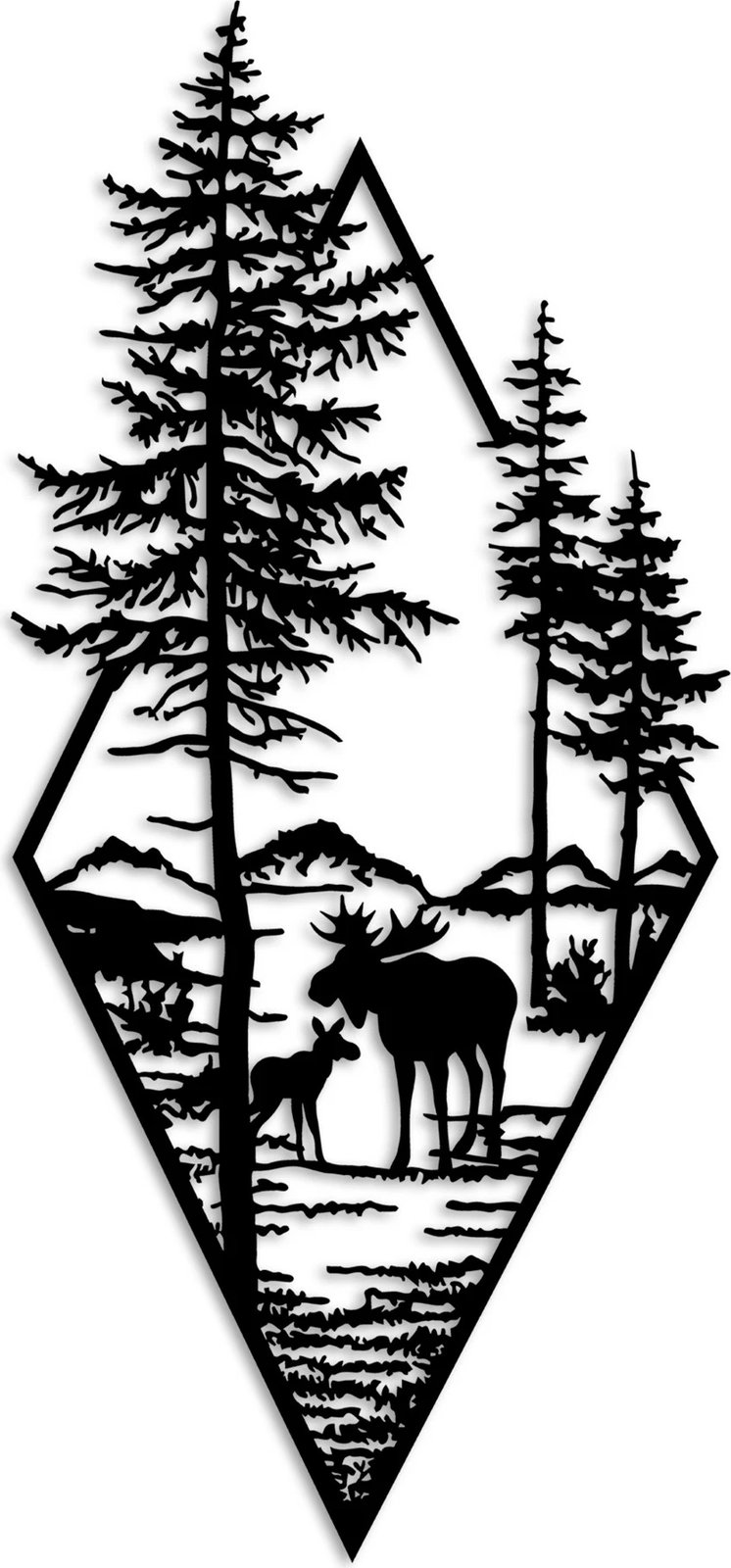 Aksesor dekorativ metalik për mur, Wallity, dreri në pyll