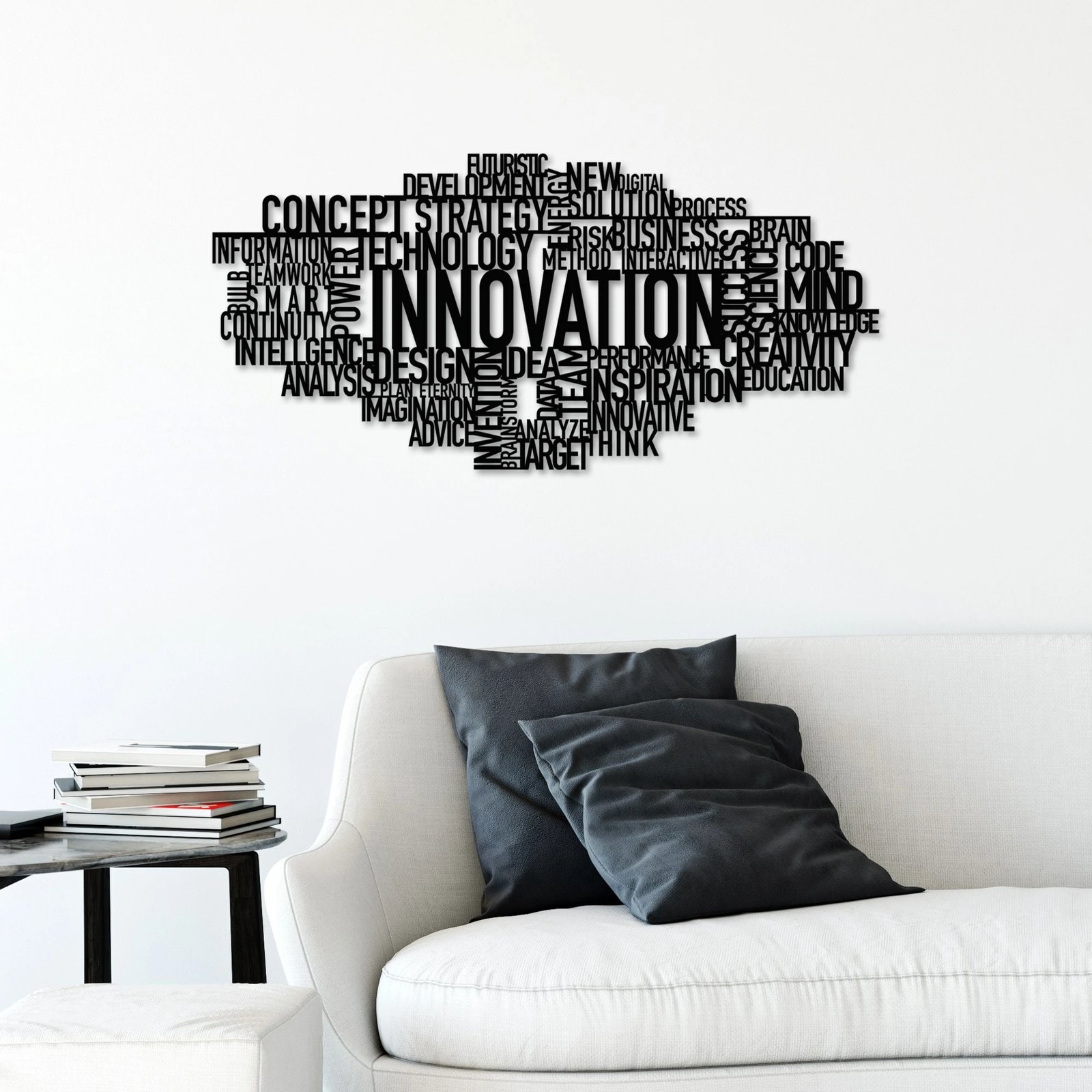 Aksesor dekorativ metalik për mur, Wallity Innovation, ngjyrë e zezë, 86x41cm