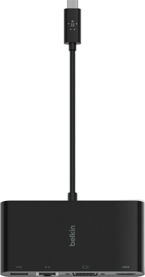 Adapter multimedia USB-C Belkin AVC005btBK HDMI 4K, VGA, RJ45 Gigabit, USB-A 3.0, i zi