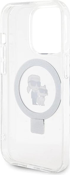 Mbështjellës Karl Lagerfeld Ring Stand Karl&Choupette MagSafe për iPhone 13 Pro Max, Bardhë