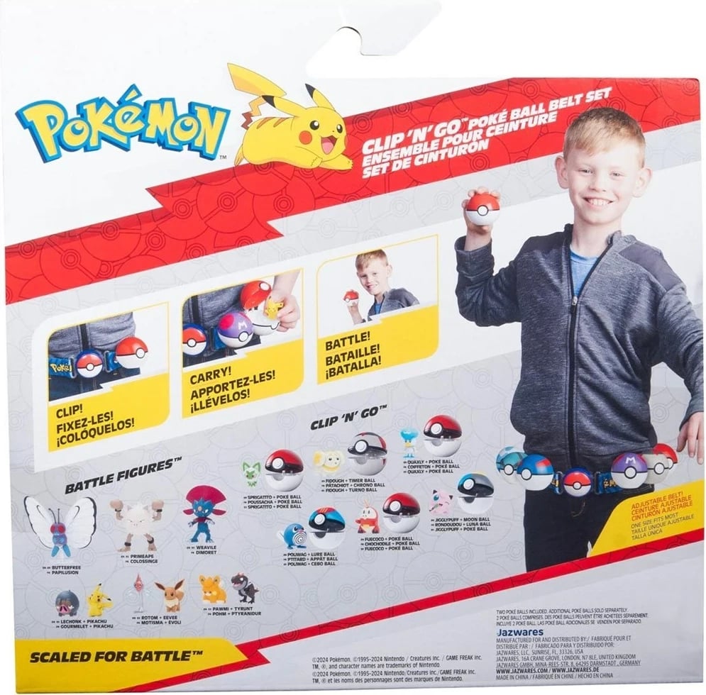 Set lodrash koleksionuese Pokemon Clip 'n' Go Poke Ball Belt, Jazwares, PKW3643