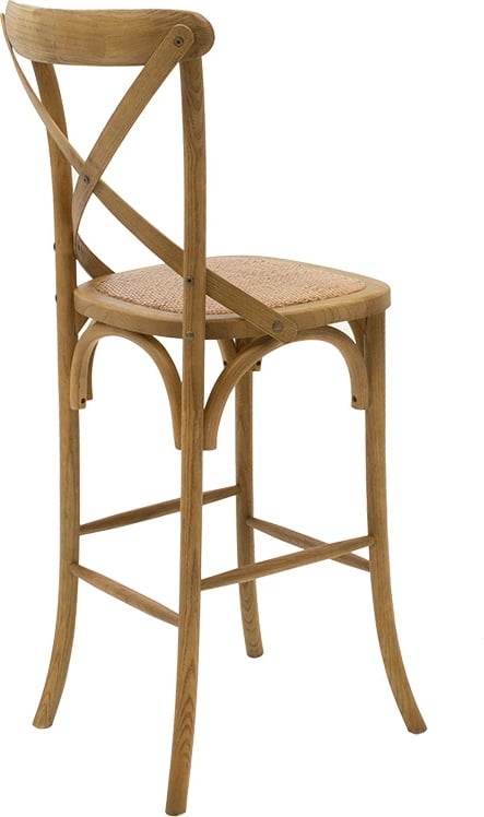 Karrige për bar Reid, dru, ngjyrë arre të çelur - ratan kafe