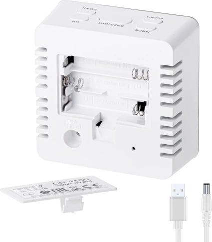 Zgjuese, Adler, CR 1150, ekran LED, temperaturë ambienti, USB + 3xAAA, e bardhë