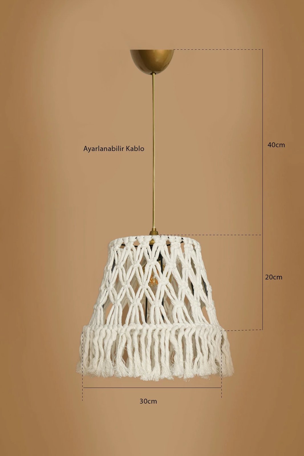 Llambë tavani me makrame, ngjyrë krem, Opviq YL560 Llambë tavani me makrame, ngjyrë krem, Opviq YL560