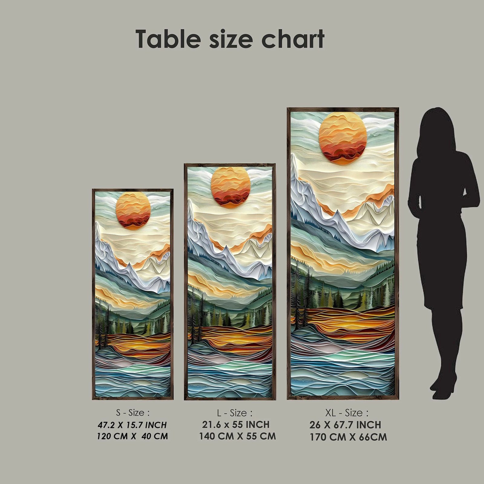 Pikturë dekorative me kornizë MDF, shumëngjyrëshe, Wallity, LONG001-S/120-40, 40x120cm