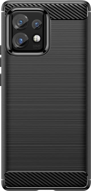 Mbështjellës Hurtel Carbon Case për Motorola Edge 40 Pro, silikon, i zi