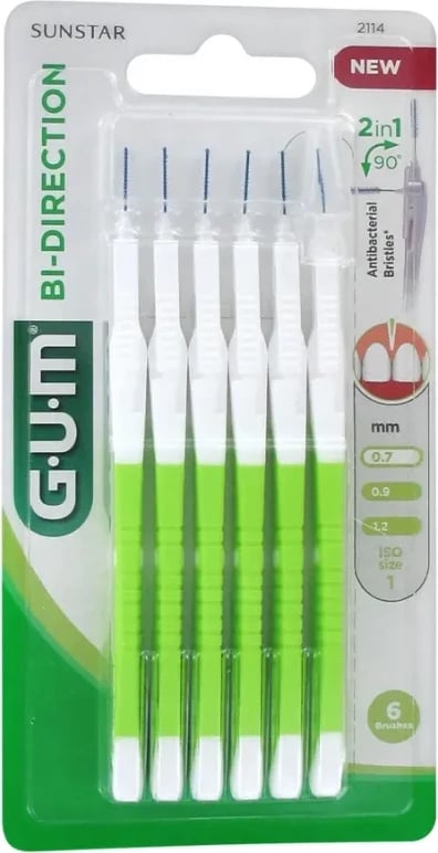 Furça interdentale GUM Bi-Direction 0,7mm jeshile 6 copë