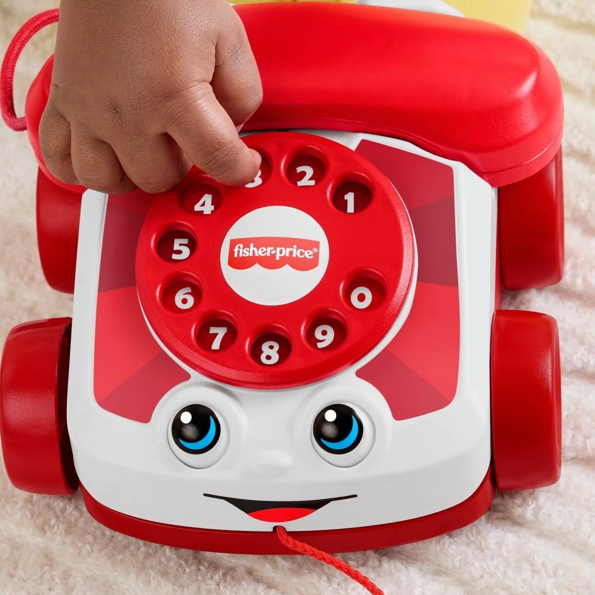 Lodër telefon tërheqës Fisher Price Chatterbox JGG97, plastikë, kuqe/bardhë, për fëmijë