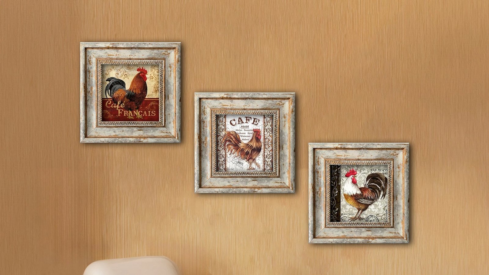 Set pikturash dekorative me kornizë MDF, shumëngjyrëshe, Wallity, Huhu326, 3 copë, 30x30cm