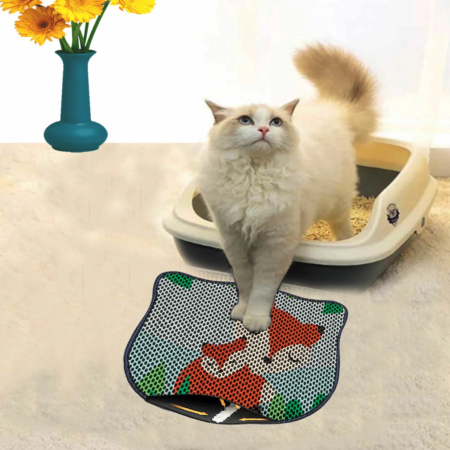 Tapet për rërë mace, shumëngjyrësh, Paws & Whiskers, Kdkafa0097, 40x50cm