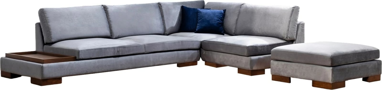 Këndare Atelier del Sofa Tulip, këndore e djathtë me puf, ngjyrë gri e errët