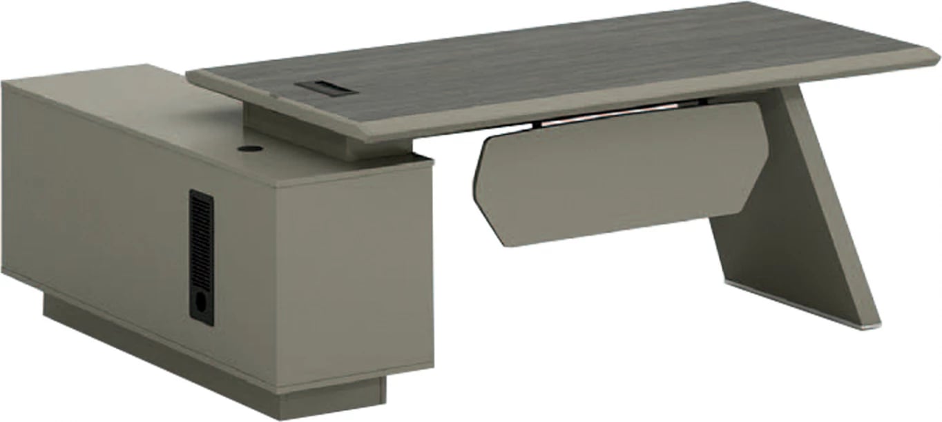 Tavolinë profesionale zyre, këndore, ngjyrë moka & hiri, Lux Series, FH2115, 196x150x75cm