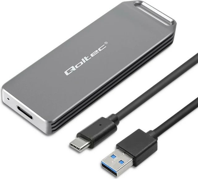 Kasë Qoltec për SSD M.2 NVMe, 2TB, USB 3.1, Argjendtë
