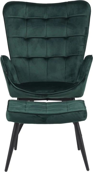 Karrige me këmbë për këmbë Dorita kadife këmbë çipresë metal i zi 68.5x76x103cm