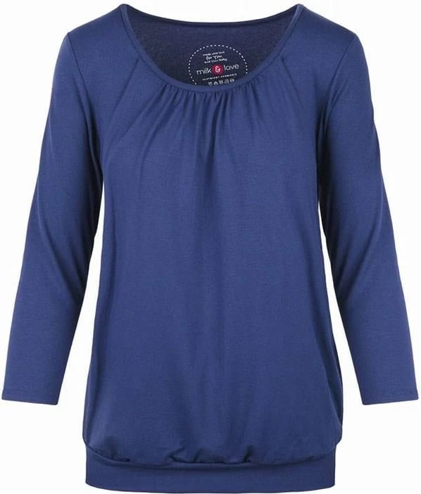 bluzë shtatzënie dhe gjidhënie, milk & love, Kangaroo, viskozë elastike 92%/8% elastan, mëngë 7/8, madhësi XL, blu