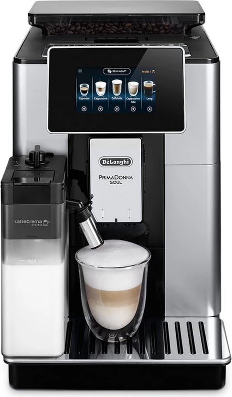 makinë kafeje automatike De'Longhi PrimaDonna Soul ECAM610.55.SB, ekran me prekje, sistem qumështi, Silver/Black