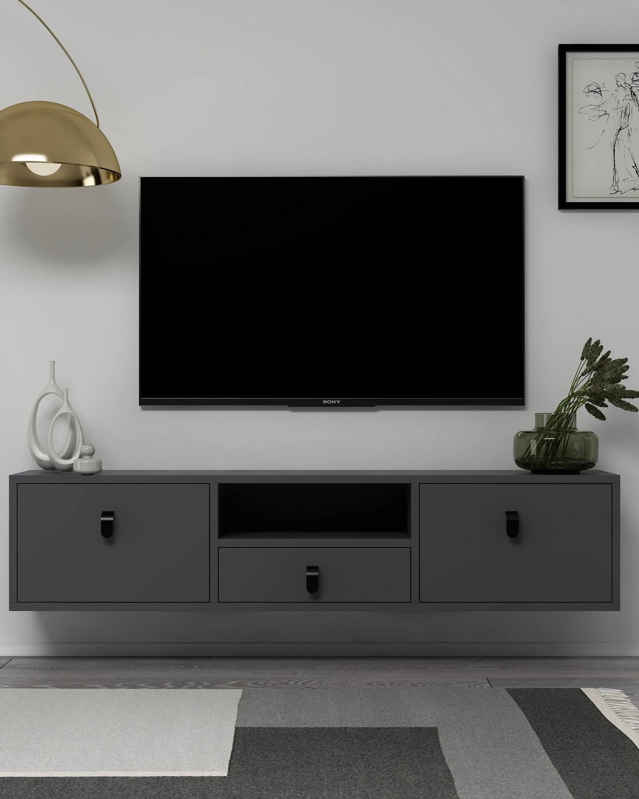 Komodë TV Skye Decor, anthracite, 1309-DROP-1