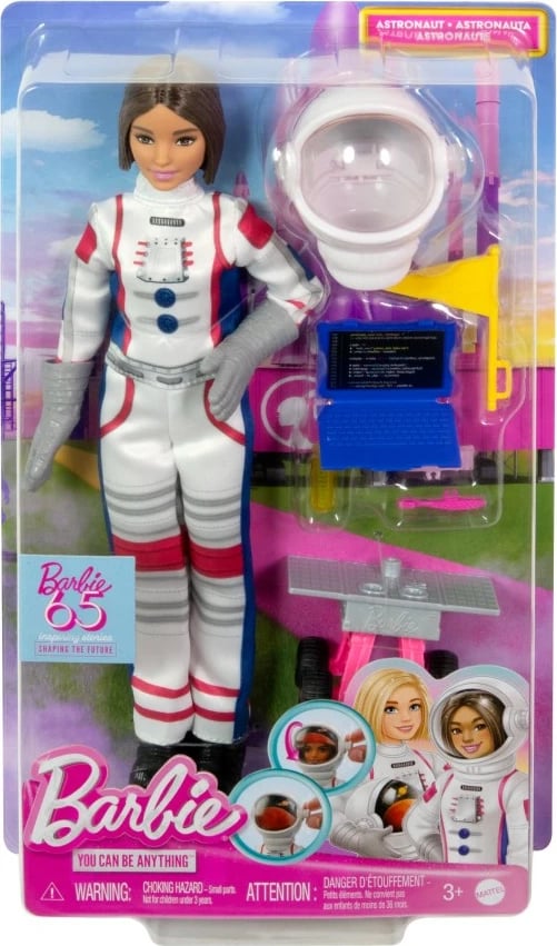 Kukull Barbie Career Astronaut, Mattel HRG41/HRG45 me 10 aksesorë, e bardhë/rozë
