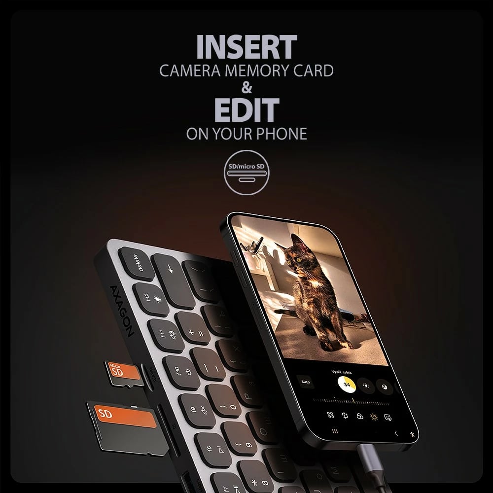 Tastierë AXAGON HMC-KB-CRL me hub USB-C 9-në-1, layout cirilik, 60cm, Gri Tastierë AXAGON HMC-KB-CRL me hub USB-C 9-në-1, layout cirilik, 60cm, Gri