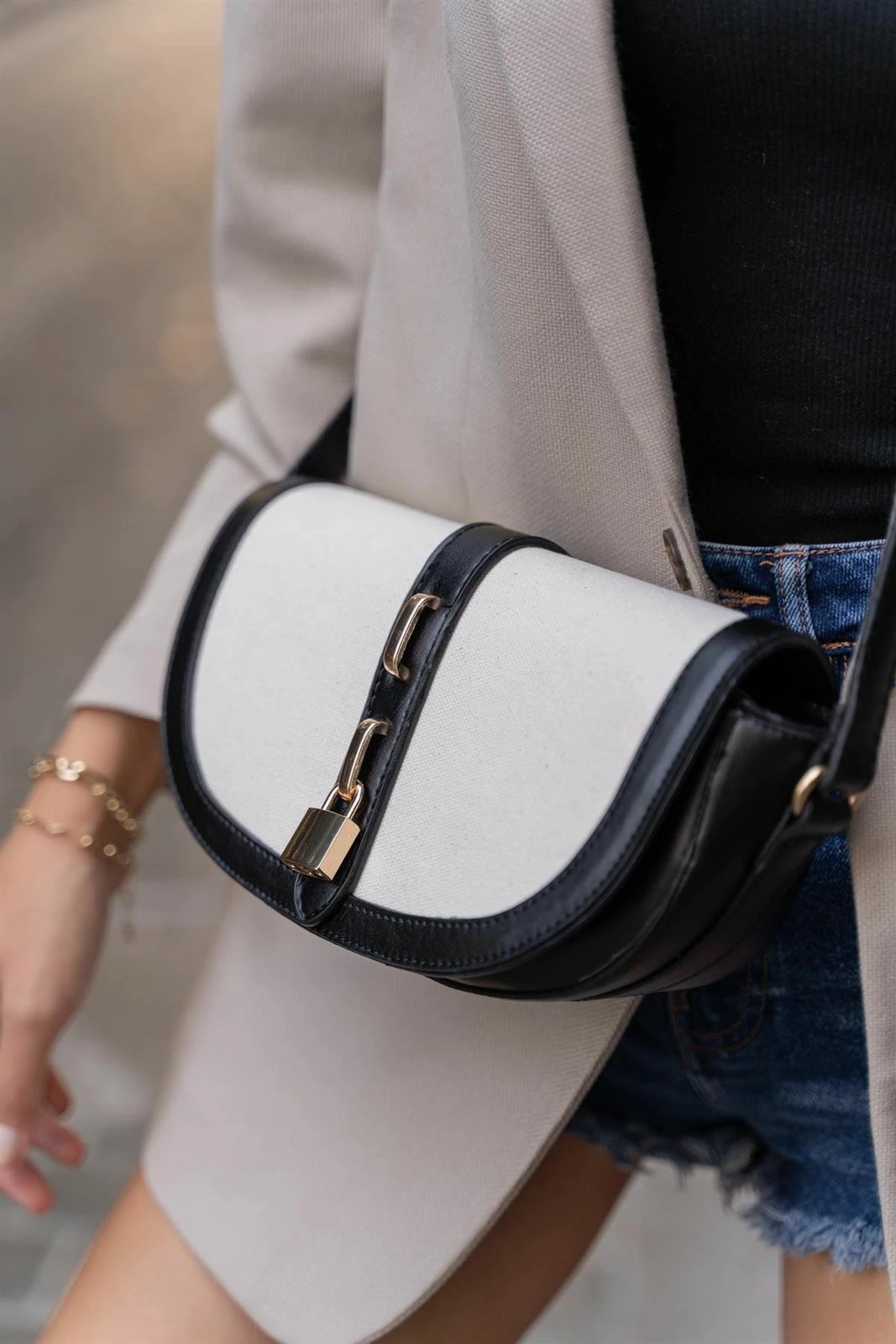 Çantë krahu Zoozie Bags, MK1020023SV10-020, e zezë, krem