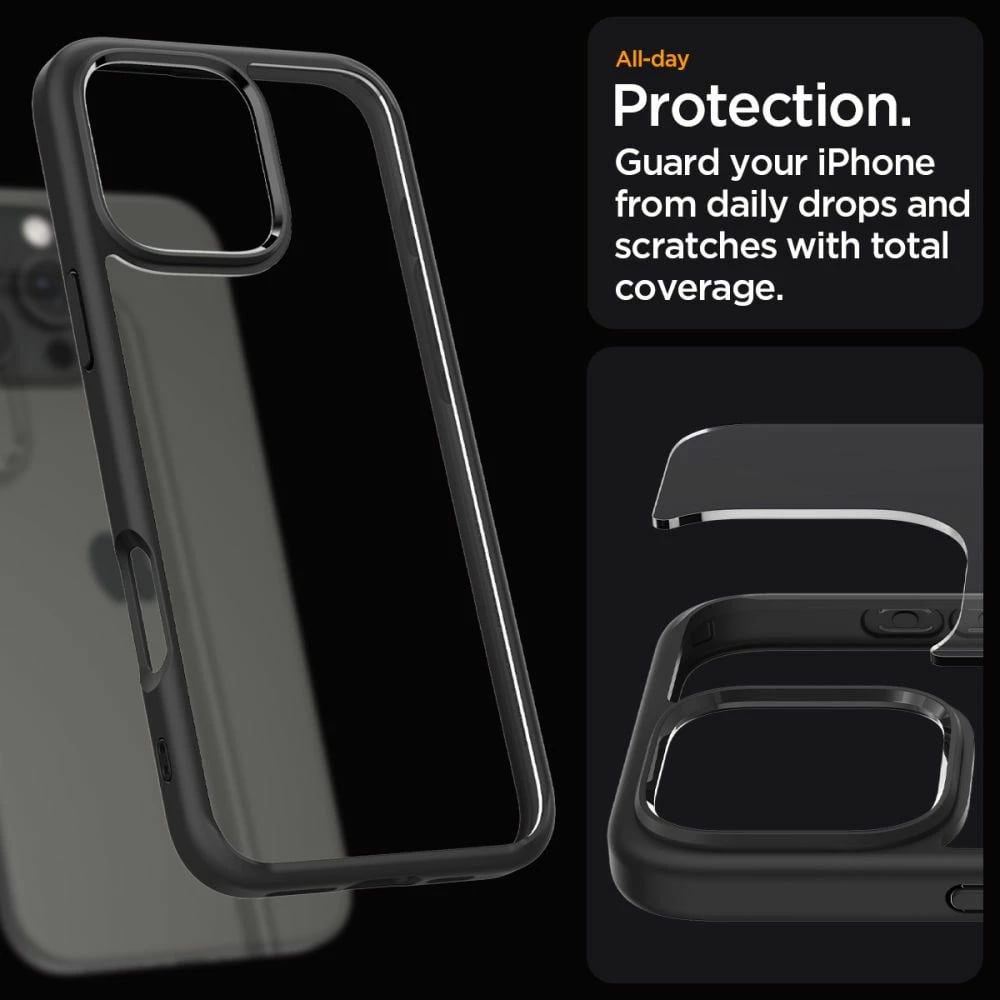 Mbështjellës Spigen Ultra Hybrid për iPhone 16 Pro, Matte Black