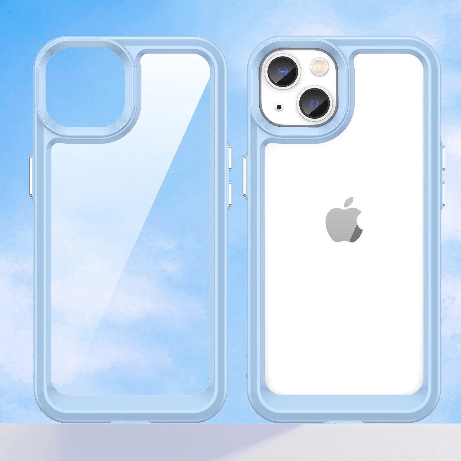 Mbështjellës Hurtel Outer Space Case për iPhone 14 Plus, hard cover me kornizë xheli, Blu