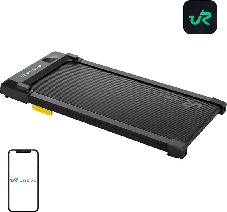 Pistë vrapimi elektrike, Urevo, Spacewalk E1L URTM041, 2.5 HP, shpejtësi 1–6.4 km/h, LED + aplikacion, kapacitet 181 kg, 107×48×10.5 cm, e zezë