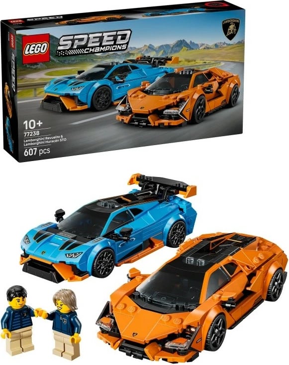 Set ndërtimi LEGO Speed Champions 77238, Lamborghini Revuelto & Huracán STO, 607 pjesë