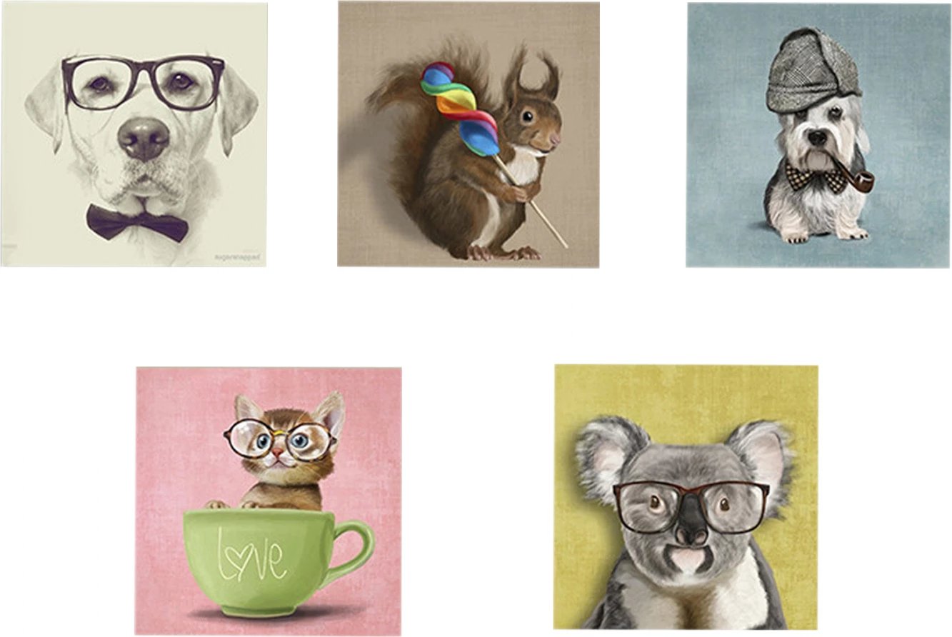 Kanavacë pesë pjesë MDF kafshë të zgjuara FH7205.01 75x0,3x15 cm