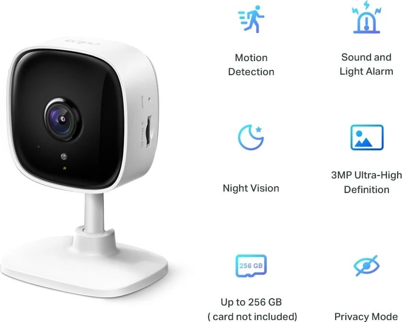 Kamerë IP TP-LINK Tapo C110, 3 Mpx, WiFi, e bardhë
